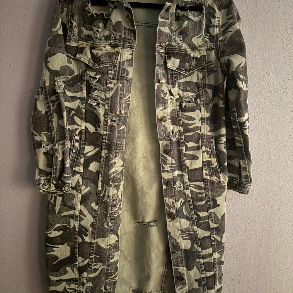 Mustard Seed Camo Longline Utility Jacket